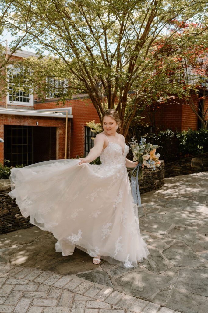 Bridal portraits from spring wedding at Revolution Mills captured by Kayli Lafon - North Carolina wedding photographer