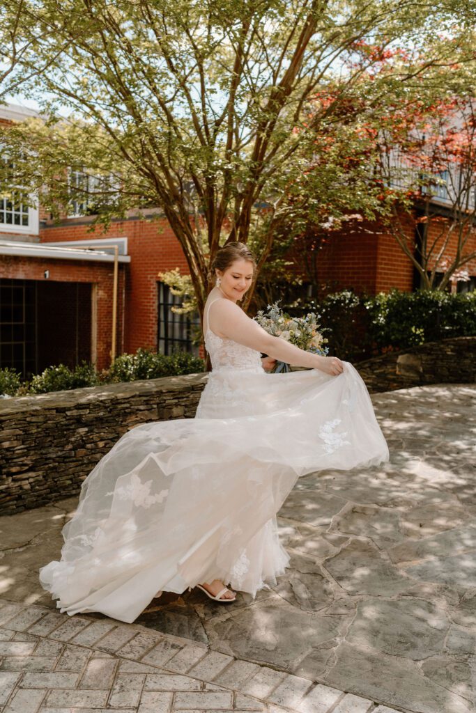 Bridal portraits from spring wedding at Revolution Mills captured by Kayli Lafon - North Carolina wedding photographer