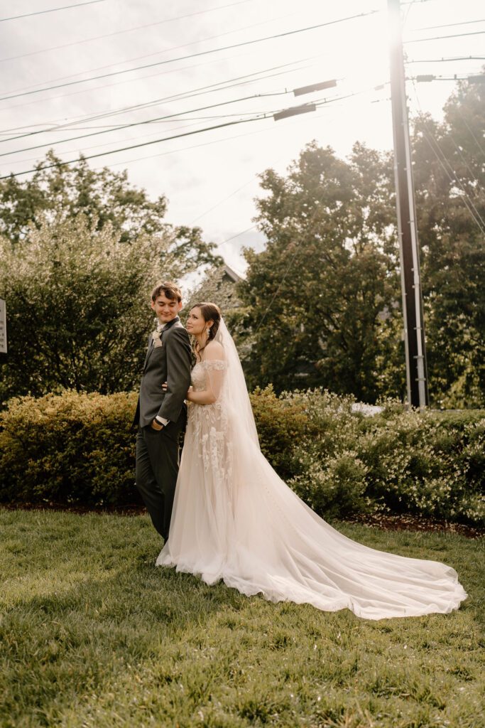 Bride and groom portriats from a Luxury Wedding at The Merrimon-Wynne House Raleigh Wedding Venue