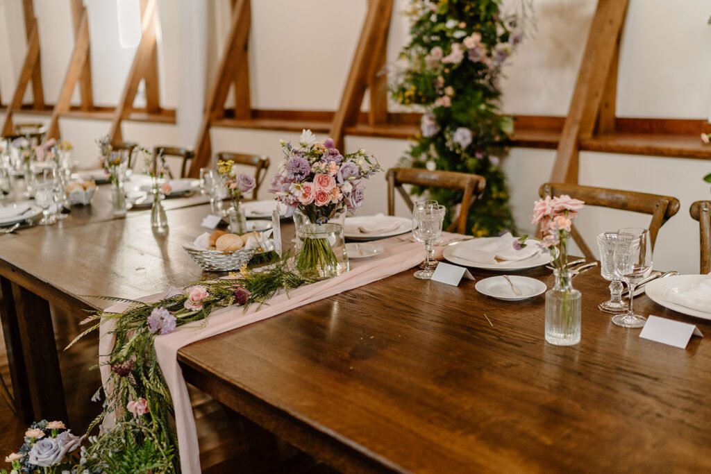 Reception table florals by Ever Be Floral