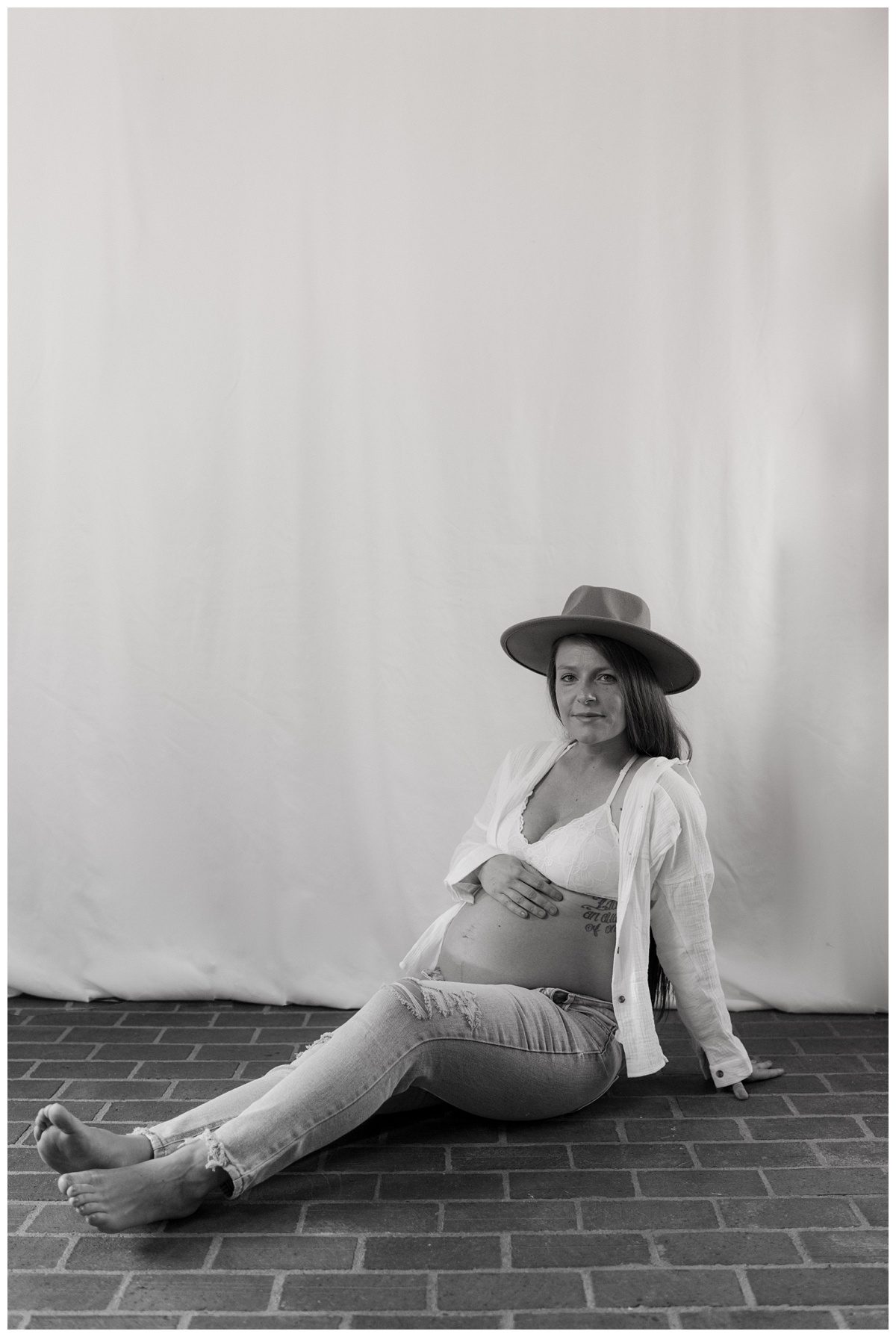 Boho studio maternity portraits in Winston-Salem, NC