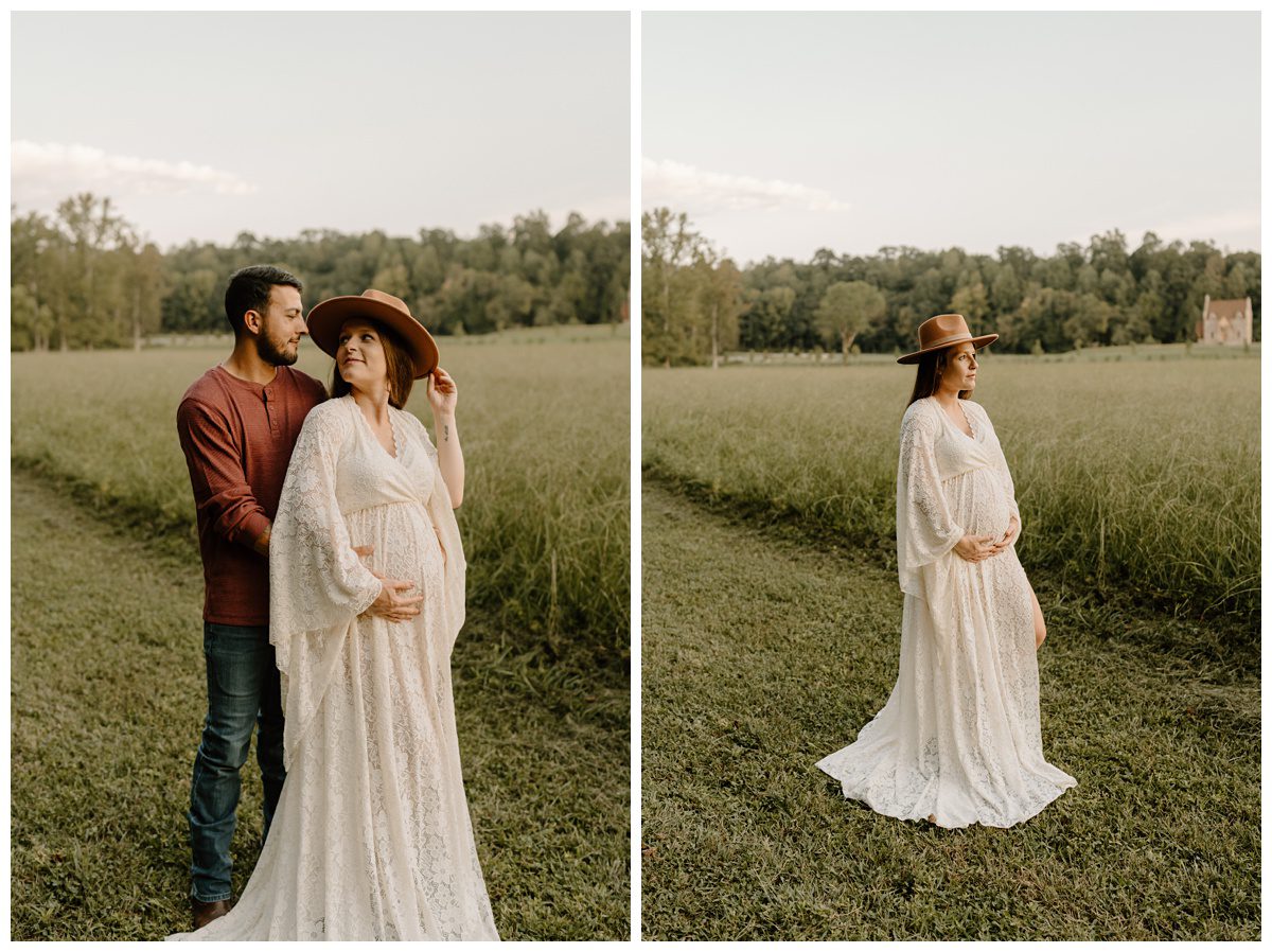 Indoor studio and outdoor maternity session with boho vibes, Winston-Salem NC