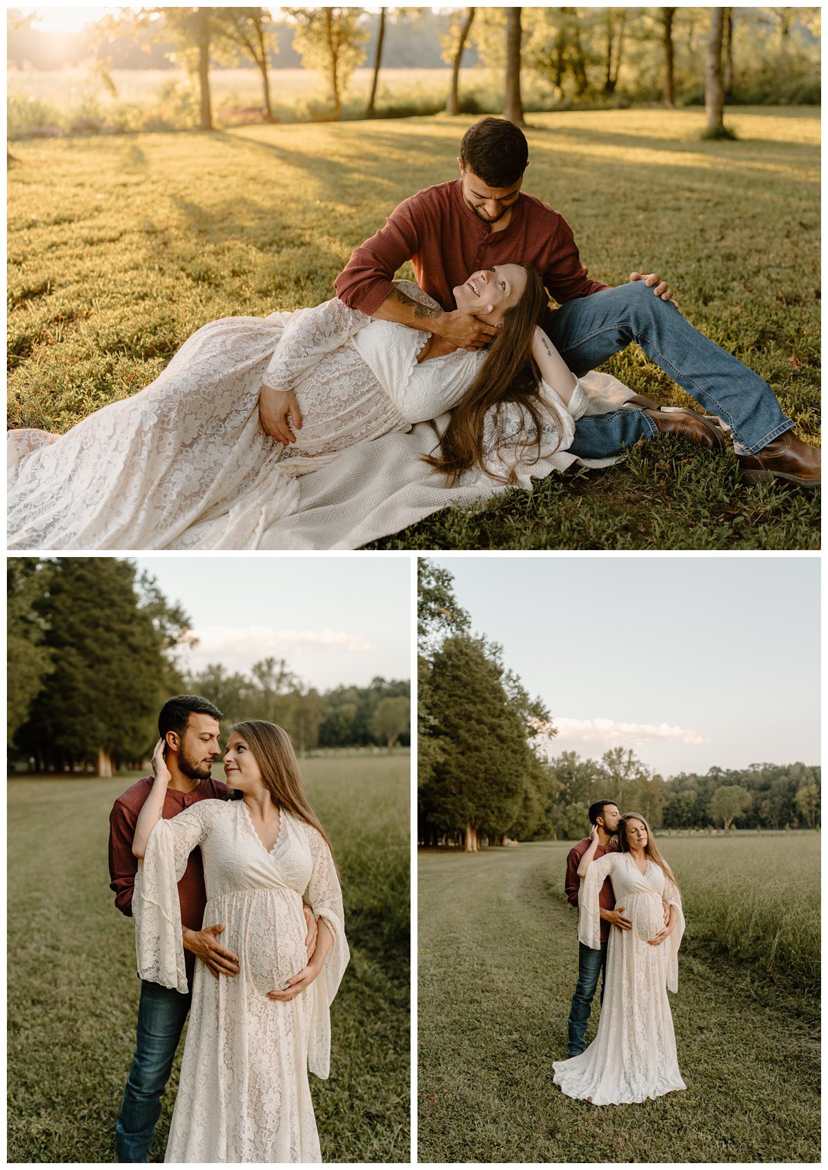 Romantic outdoor maternity photos with studio by Winston-Salem, NC photographer